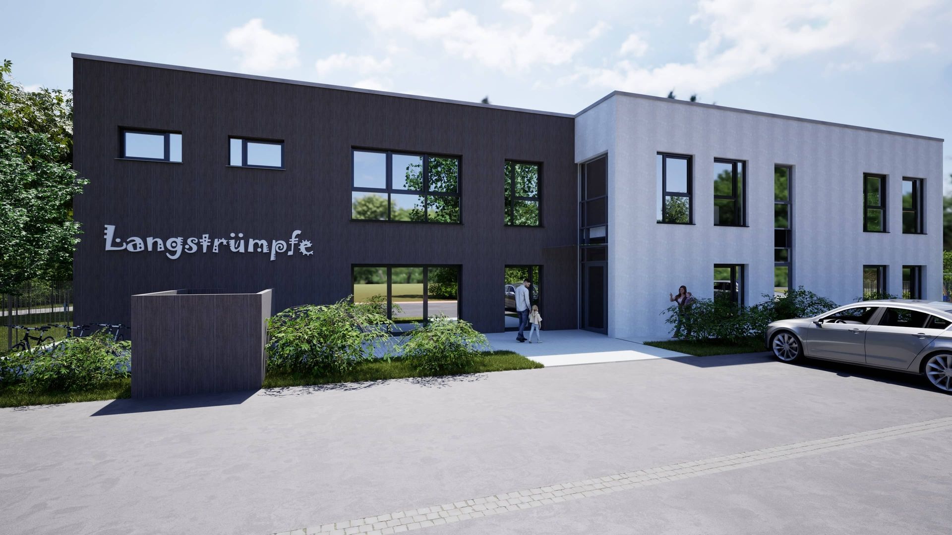 Visualisierung von einer Kita in Oelde, von vorne