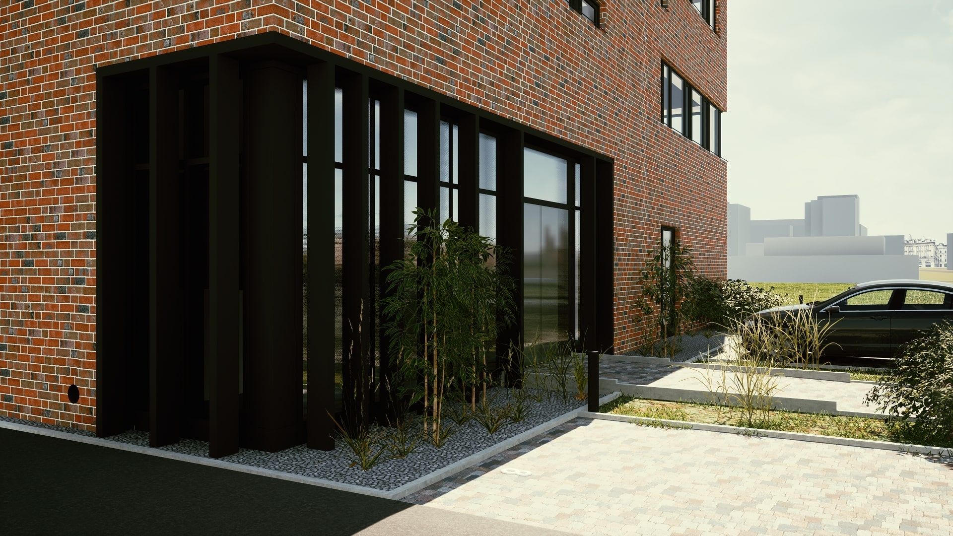 Visualisierung von einem Küchenstudio von außen