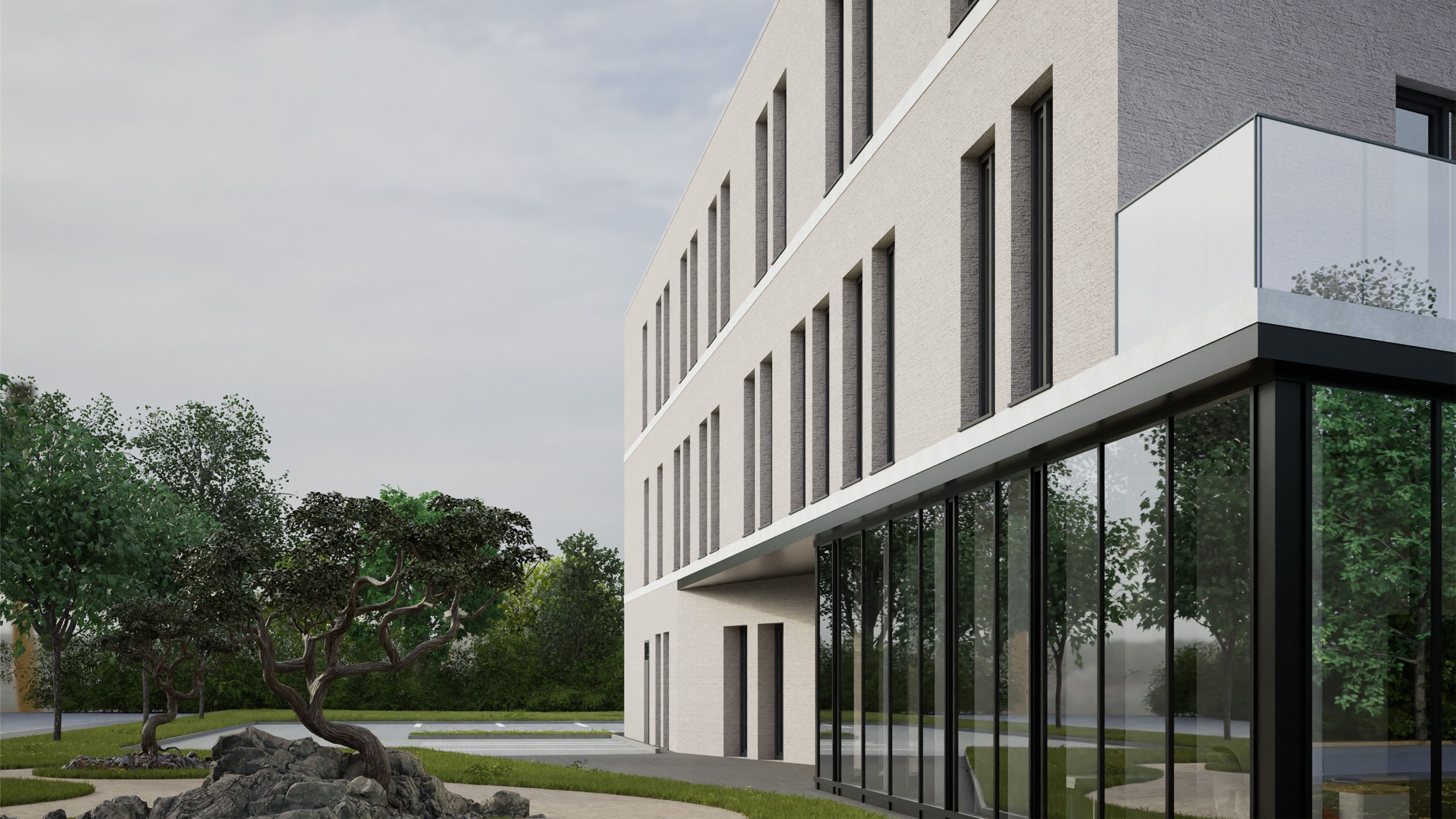 Architektonisches Design eines Hauses mit klaren Linien und natürlicher Umgebung